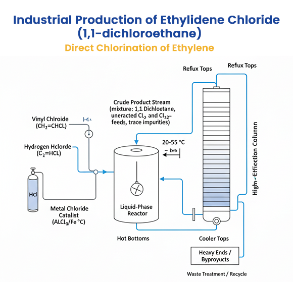 Industrial Production of Ethylidene Chloride