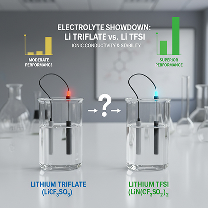 Ionic Conductivity and Electrochemical Stability Between Lithium Triflate and Lithium TFSI
