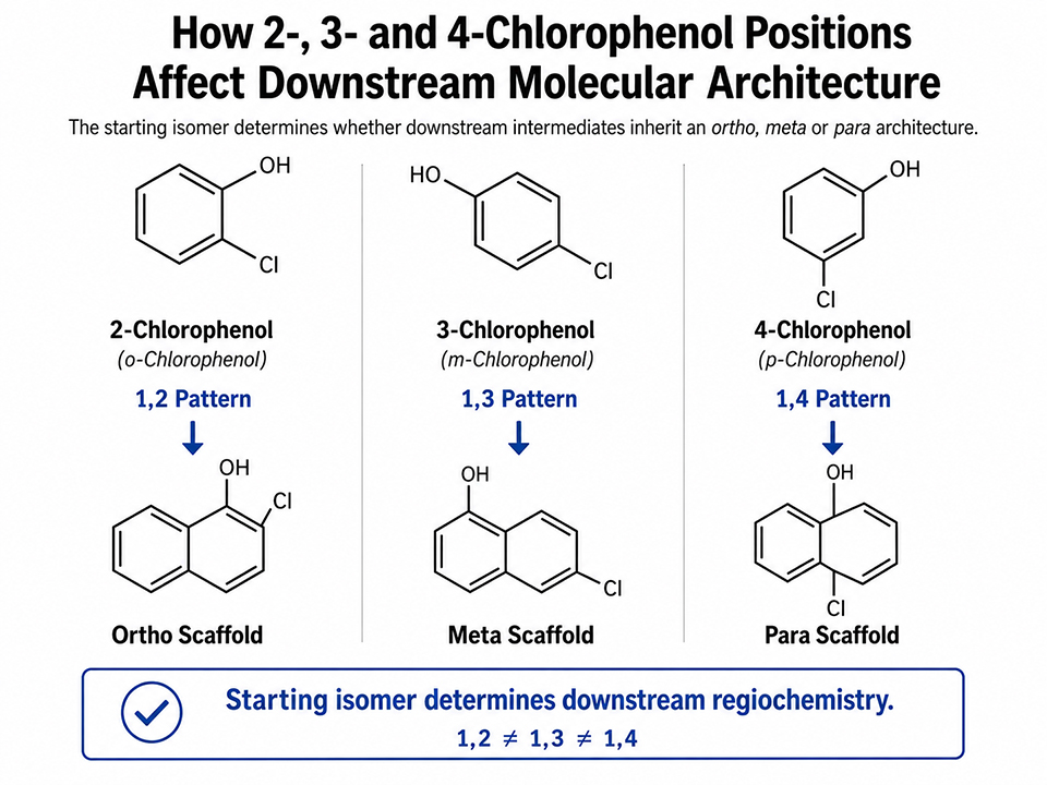 How 2-, 3- and 4-Chlorophenol substitution positions affect downstream molecular architecture