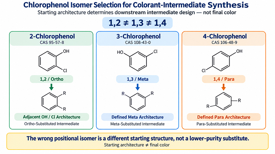 How chlorophenol isomer selection determines downstream colorant intermediate architecture
